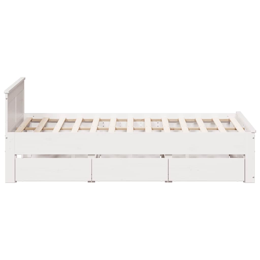 Bed Frame without Mattress with Headboard White 140x190 cm Solid Wood Pine