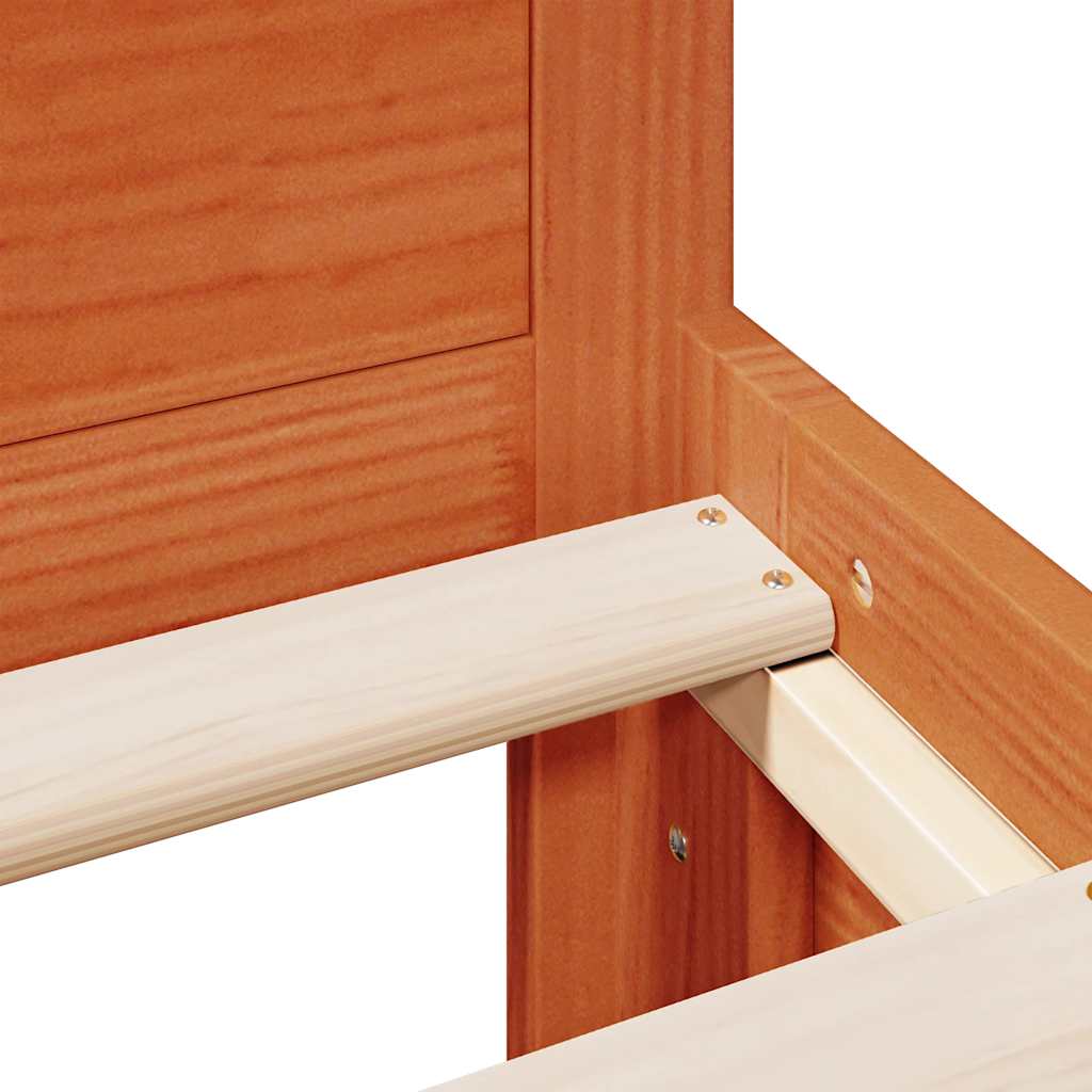 Bed Frame without Mattress with Headboard Wax Brown 140x190 cm Solid Wood Pine