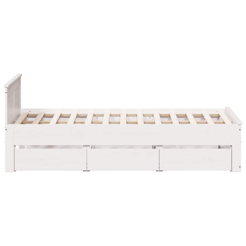 Bed Frame without Mattress with Headboard White 135x190 cm Double Solid Wood Pine