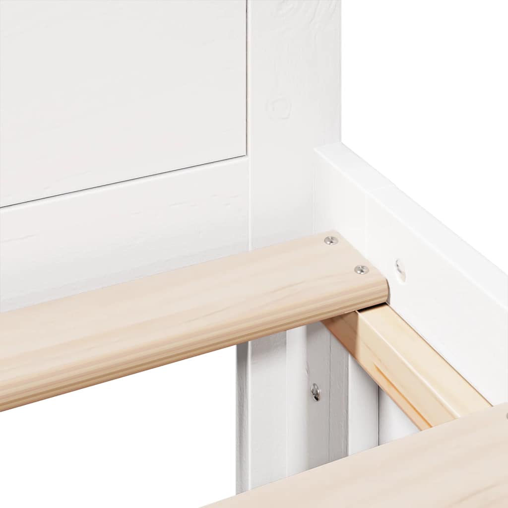 Bed Frame without Mattress with Headboard White 135x190 cm Double Solid Wood Pine
