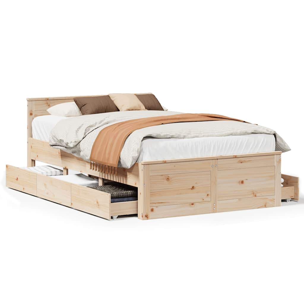 Bed Frame without Mattress with Headboard 120x190 cm Small Double Solid Wood Pine