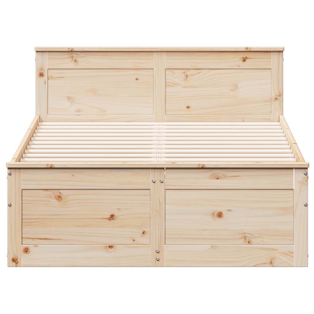 Bed Frame without Mattress with Headboard 120x190 cm Small Double Solid Wood Pine