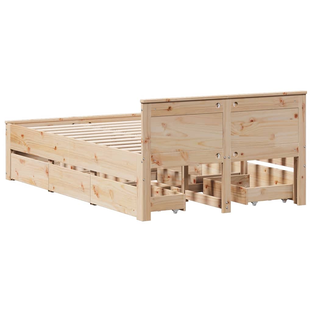 Bed Frame without Mattress with Headboard 120x190 cm Small Double Solid Wood Pine