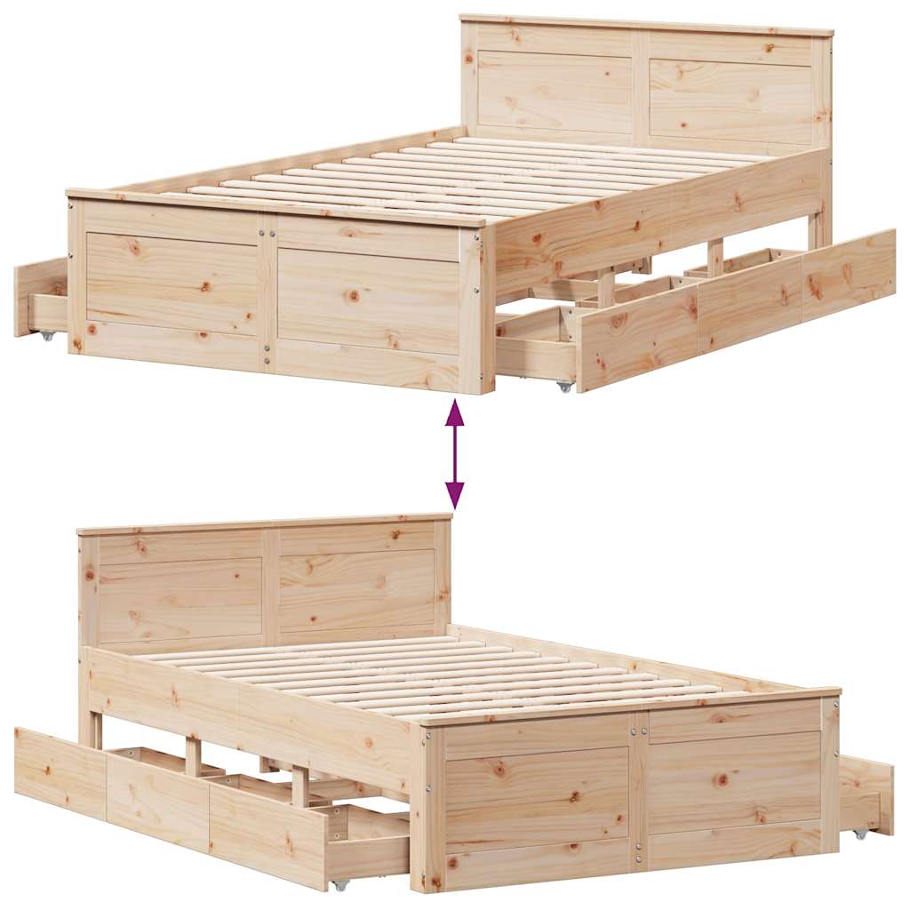 Bed Frame without Mattress with Headboard 120x190 cm Small Double Solid Wood Pine