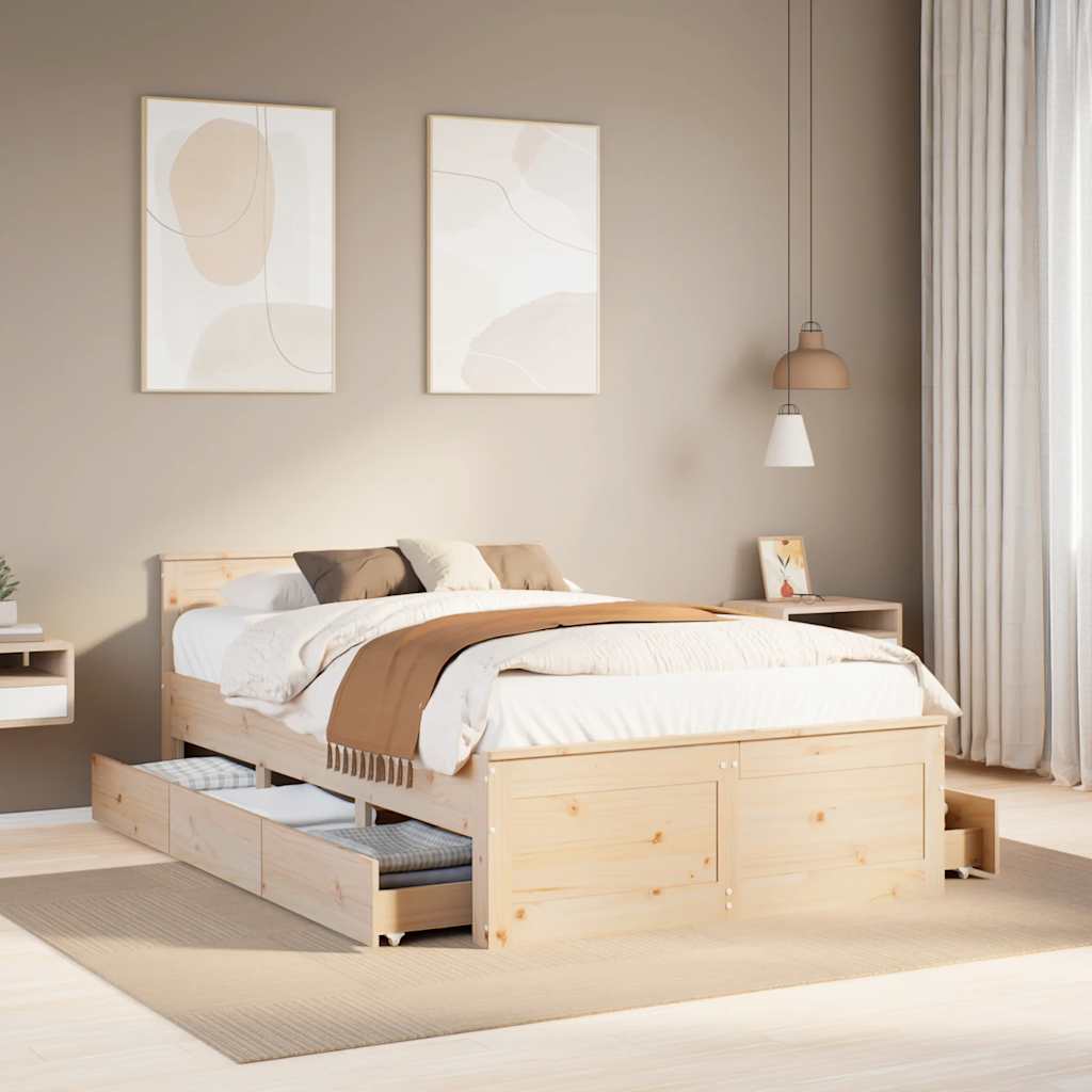 Bed Frame without Mattress with Headboard 120x190 cm Small Double Solid Wood Pine