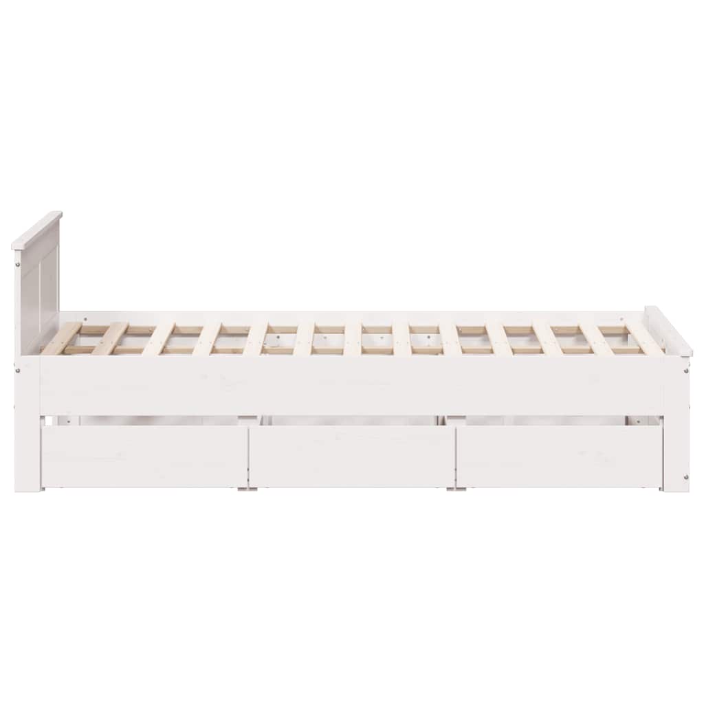 Bed Frame without Mattress with Headboard White 120x190 cm Small Double Solid Wood Pine