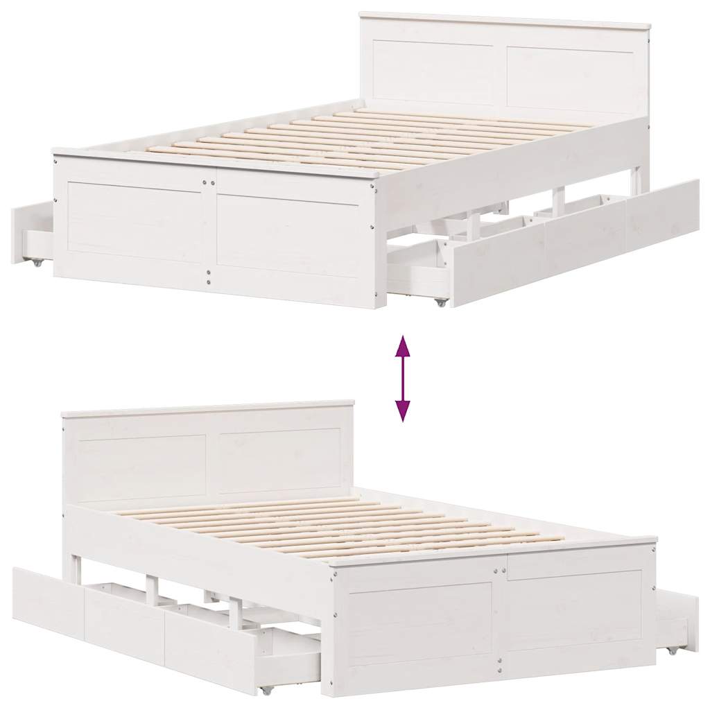 Bed Frame without Mattress with Headboard White 120x190 cm Small Double Solid Wood Pine