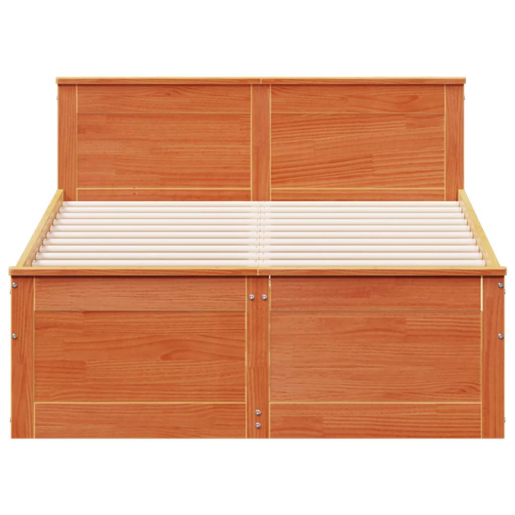 Bed Frame without Mattress with Headboard Wax Brown 120x190 cm Small Double Solid Wood Pine