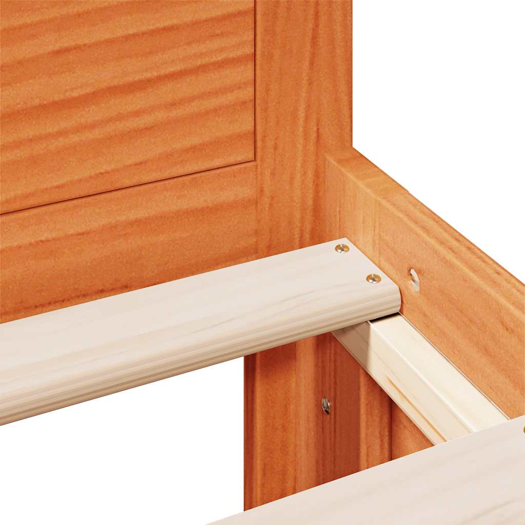 Bed Frame without Mattress with Headboard Wax Brown 120x190 cm Small Double Solid Wood Pine