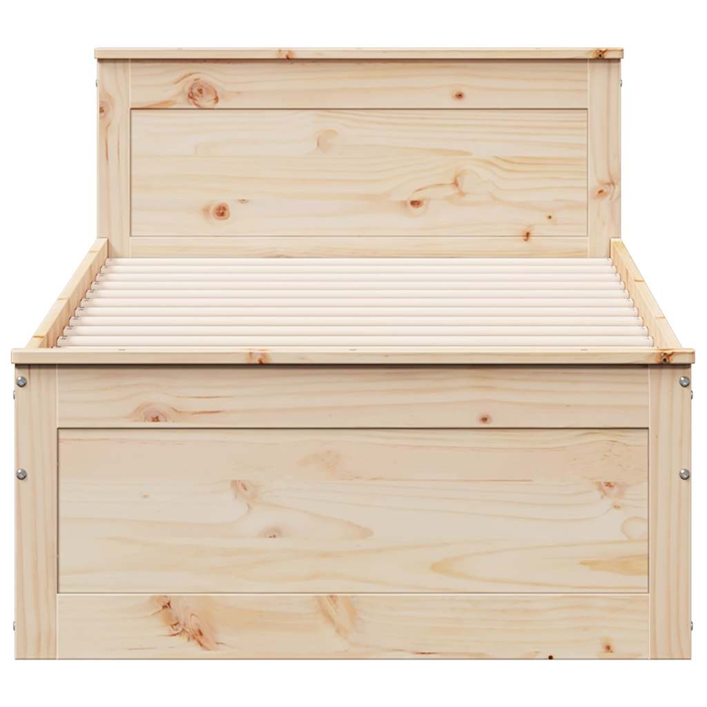 Bed Frame without Mattress with Headboard 75x190 cm Small Single Solid Wood Pine