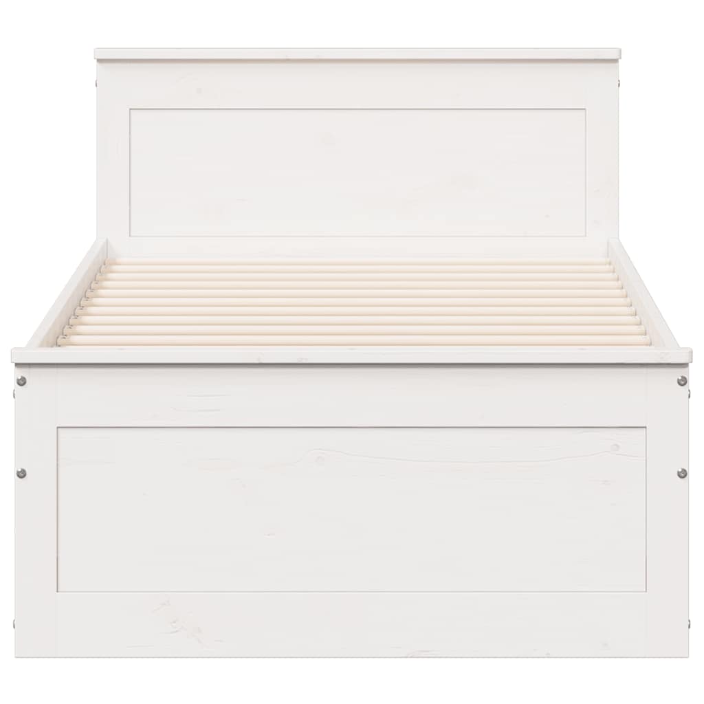 Bed Frame without Mattress with Headboard White 75x190 cm Small Single Solid Wood Pine