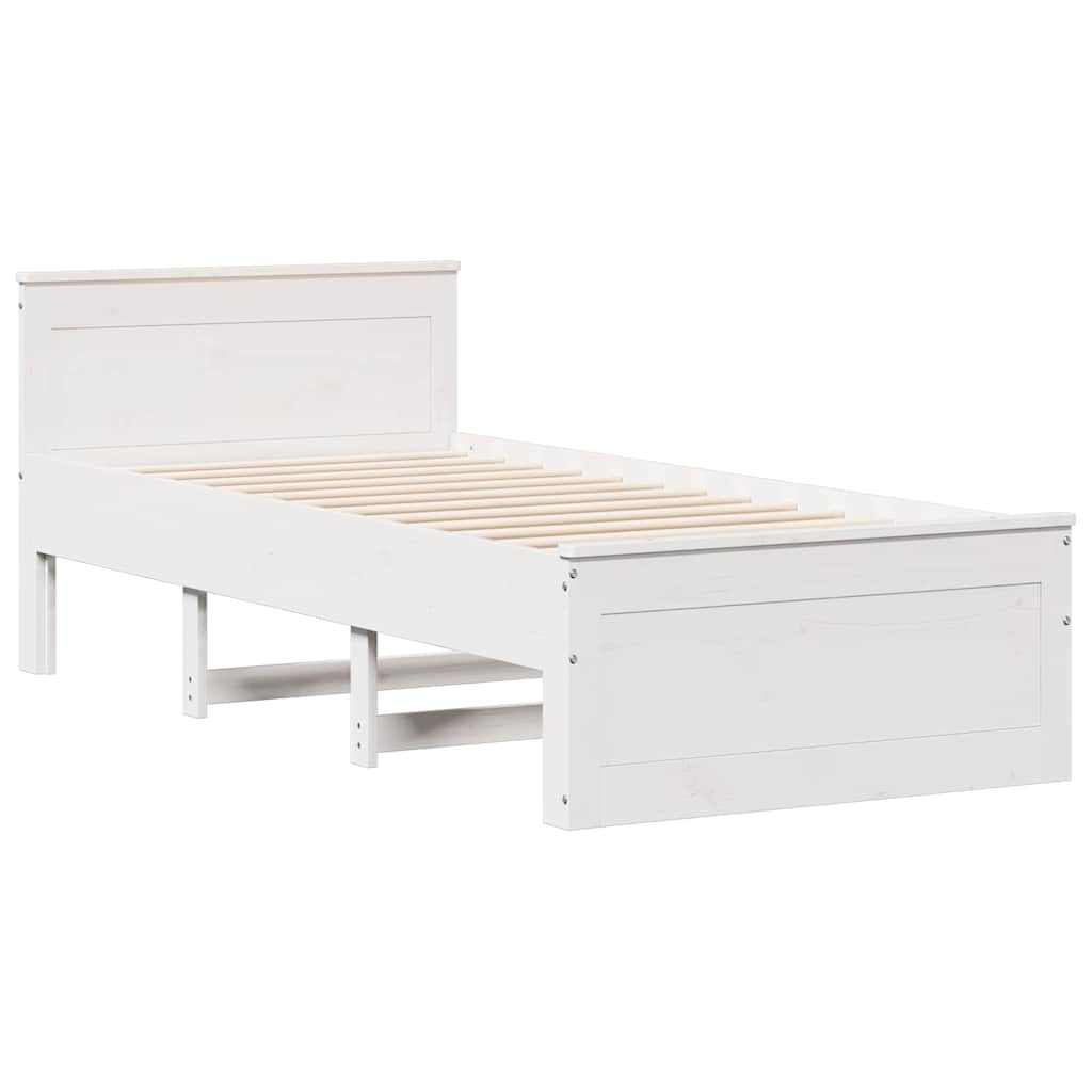 Bed Frame without Mattress with Headboard White 75x190 cm Small Single Solid Wood Pine