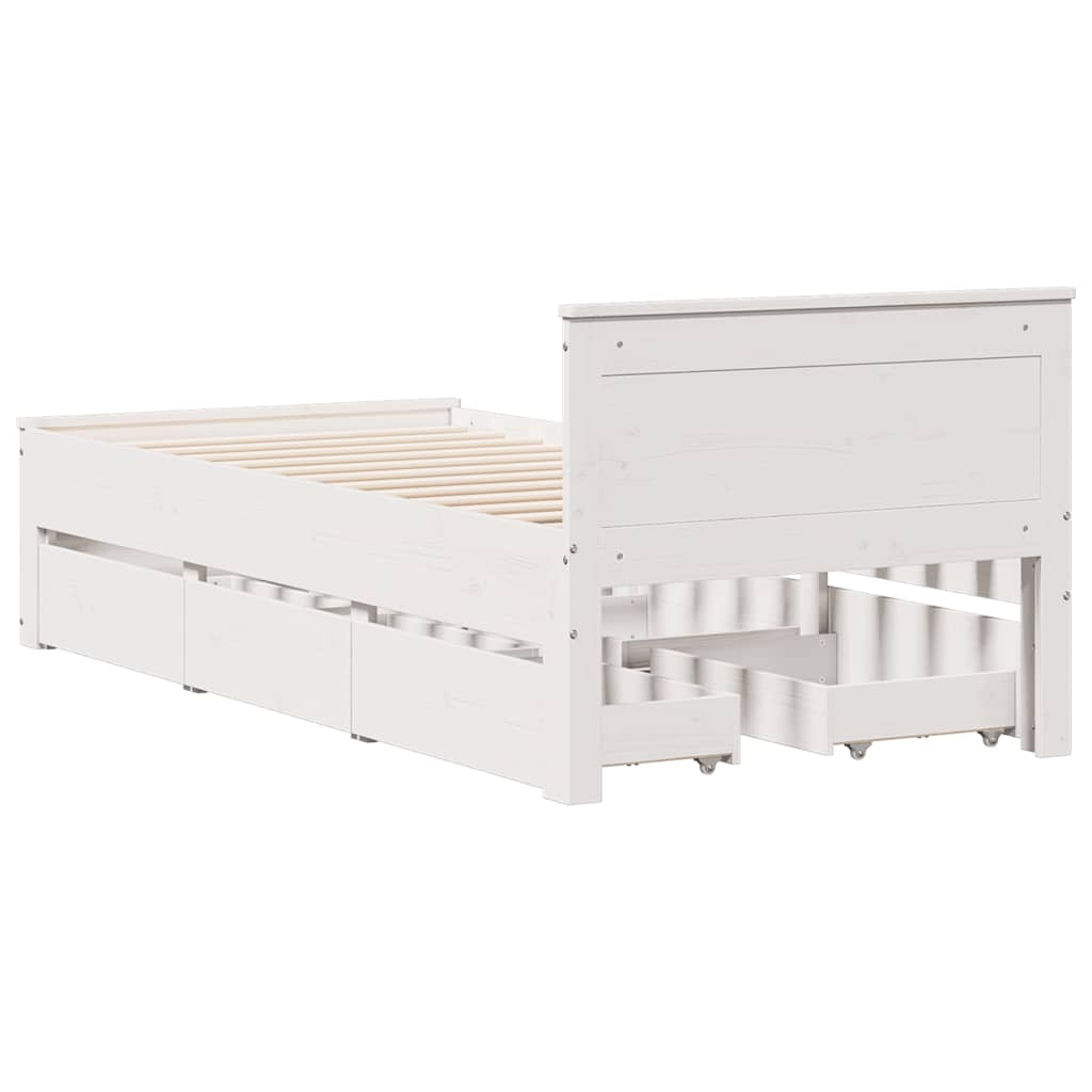 Bed Frame without Mattress with Headboard White 75x190 cm Small Single Solid Wood Pine