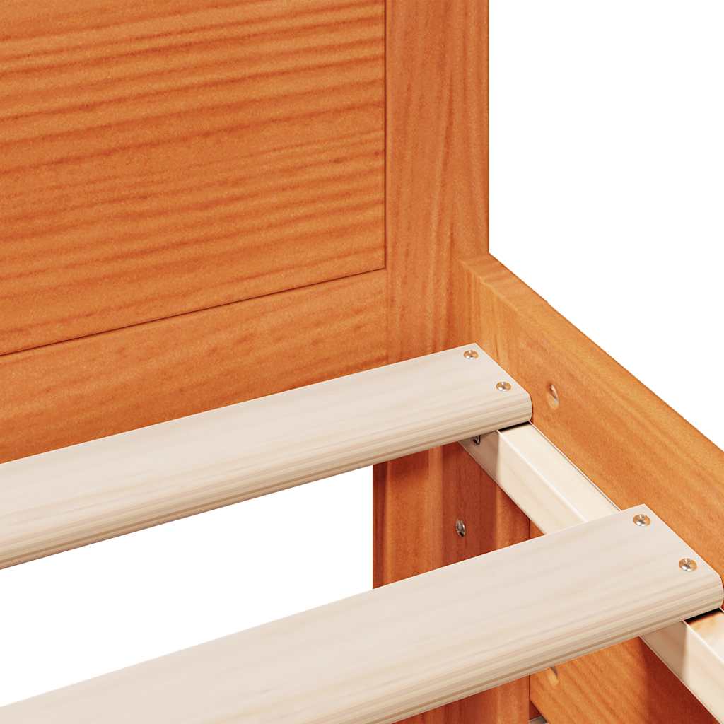 Bed Frame without Mattress with Headboard Wax Brown 75x190 cm Small Single Solid Wood Pine
