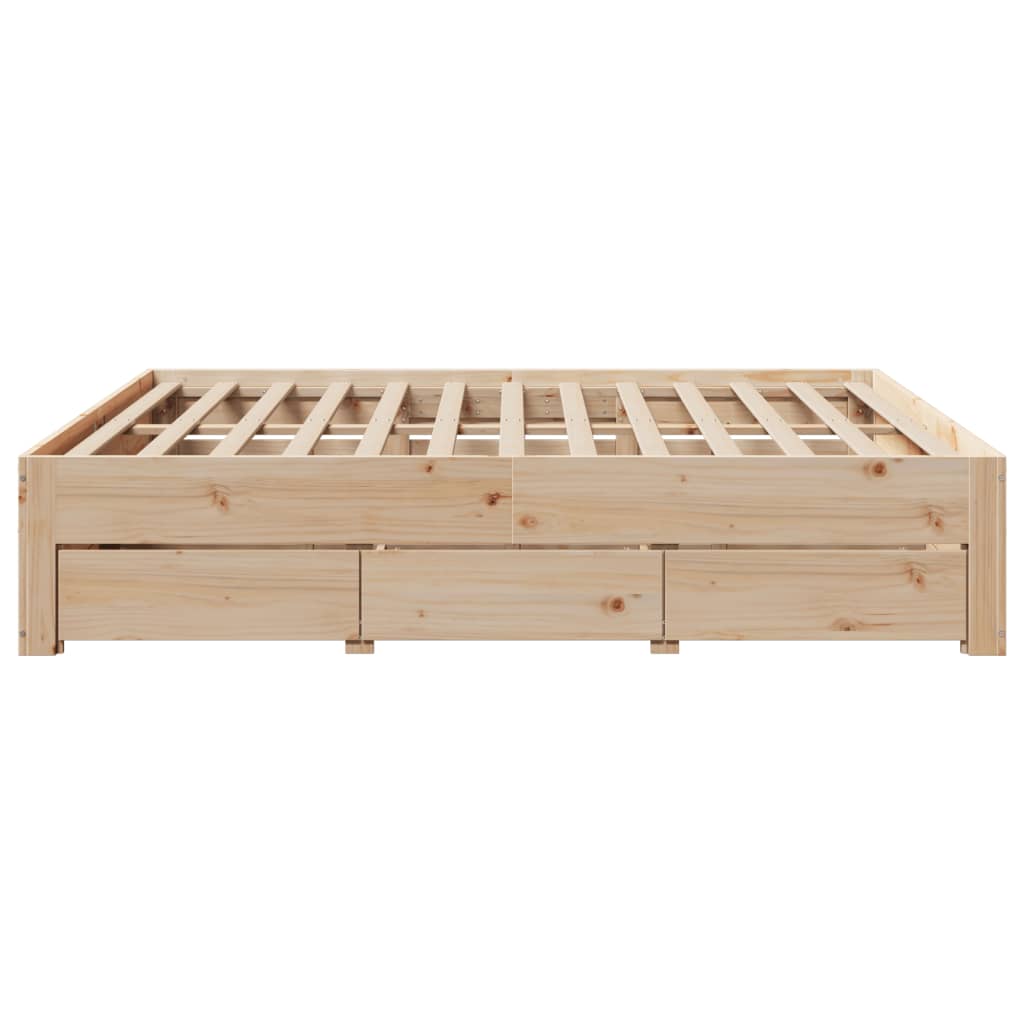 Bed Frame without Mattress with Drawers 200x200 cm Solid Wood Pine