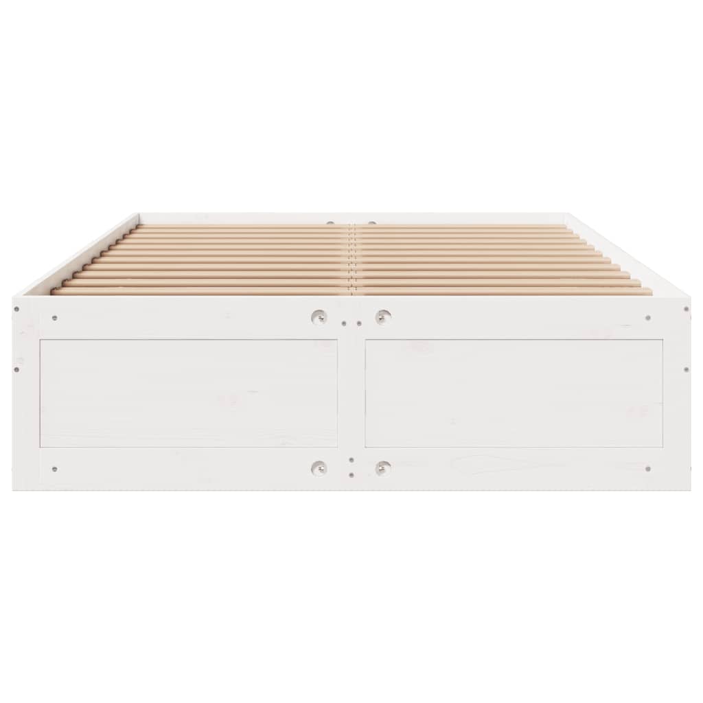Bed Frame without Mattress with Drawers White 160x200 cm Solid Wood Pine