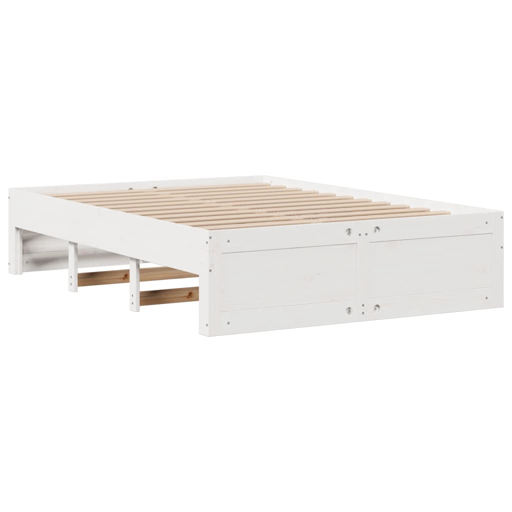 Bed Frame without Mattress with Drawers White 160x200 cm Solid Wood Pine