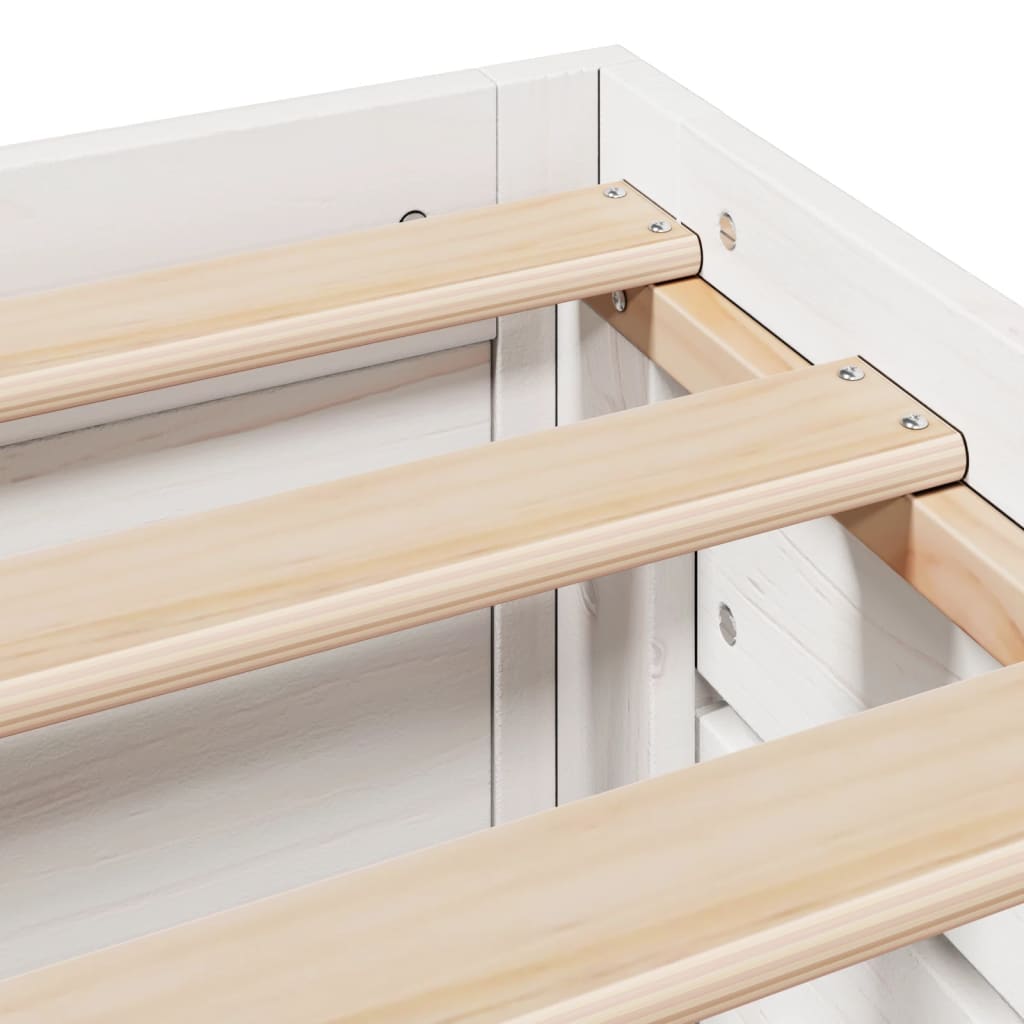 Bed Frame without Mattress with Drawers White 150x200 cm King Size Solid Wood Pine