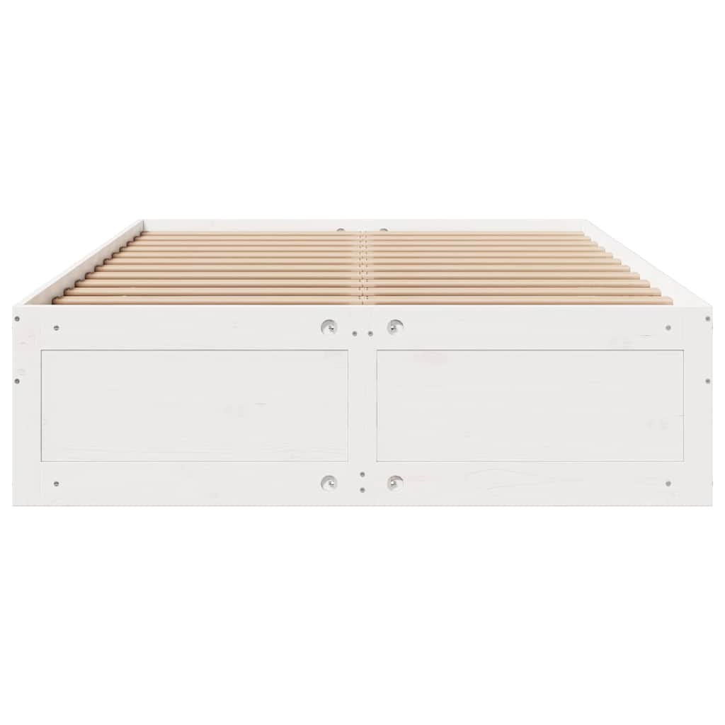 Bed Frame without Mattress with Drawers White 140x190 cm Solid Wood Pine