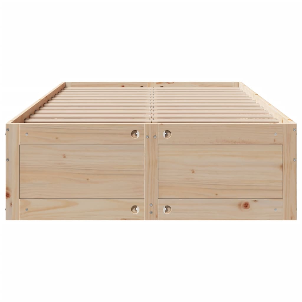 Bed Frame without Mattress with Drawers 135x190 cm Double Solid Wood Pine