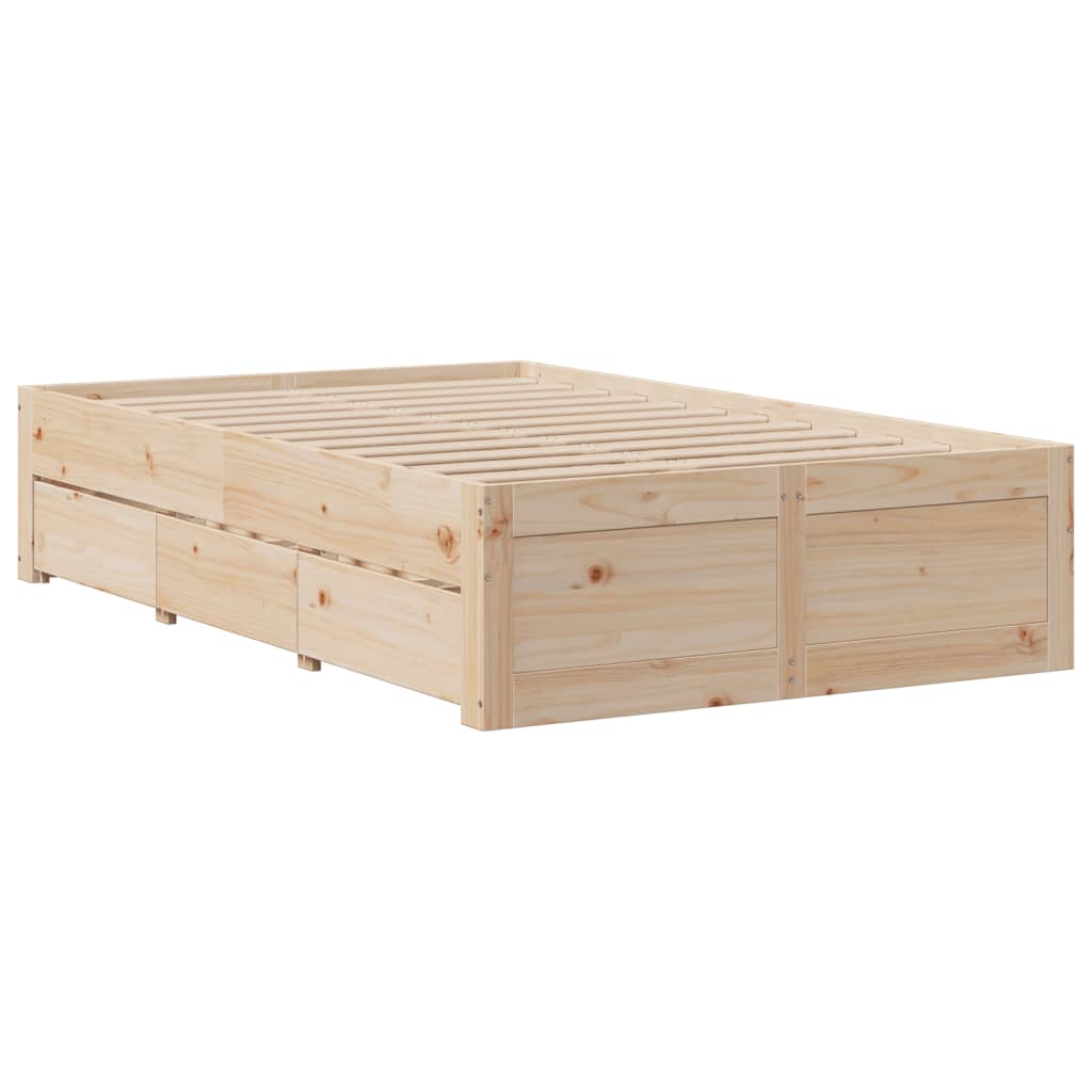 Bed Frame without Mattress with Drawers 135x190 cm Double Solid Wood Pine