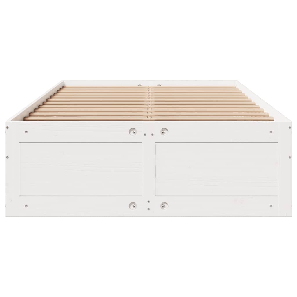Bed Frame without Mattress with Drawers White 135x190 cm Double Solid Wood Pine
