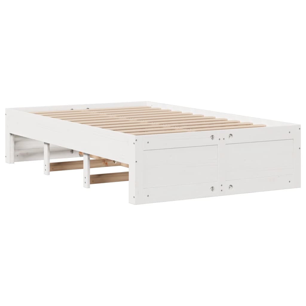 Bed Frame without Mattress with Drawers White 135x190 cm Double Solid Wood Pine