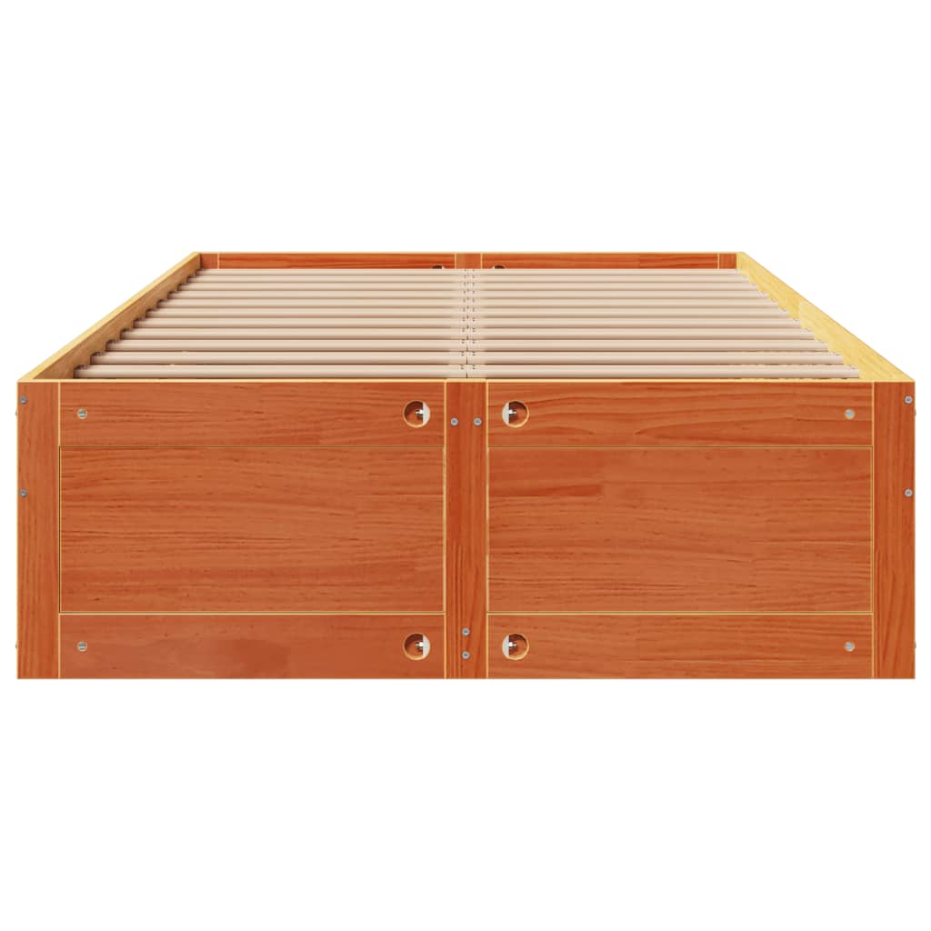 Bed Frame without Mattress with Drawers Wax Brown 135x190 cm Double Solid Wood Pine