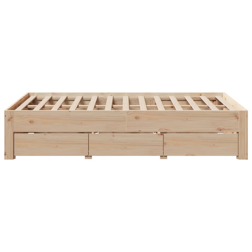 Bed Frame without Mattress with Drawers 120x190 cm Small Double Solid Wood Pine