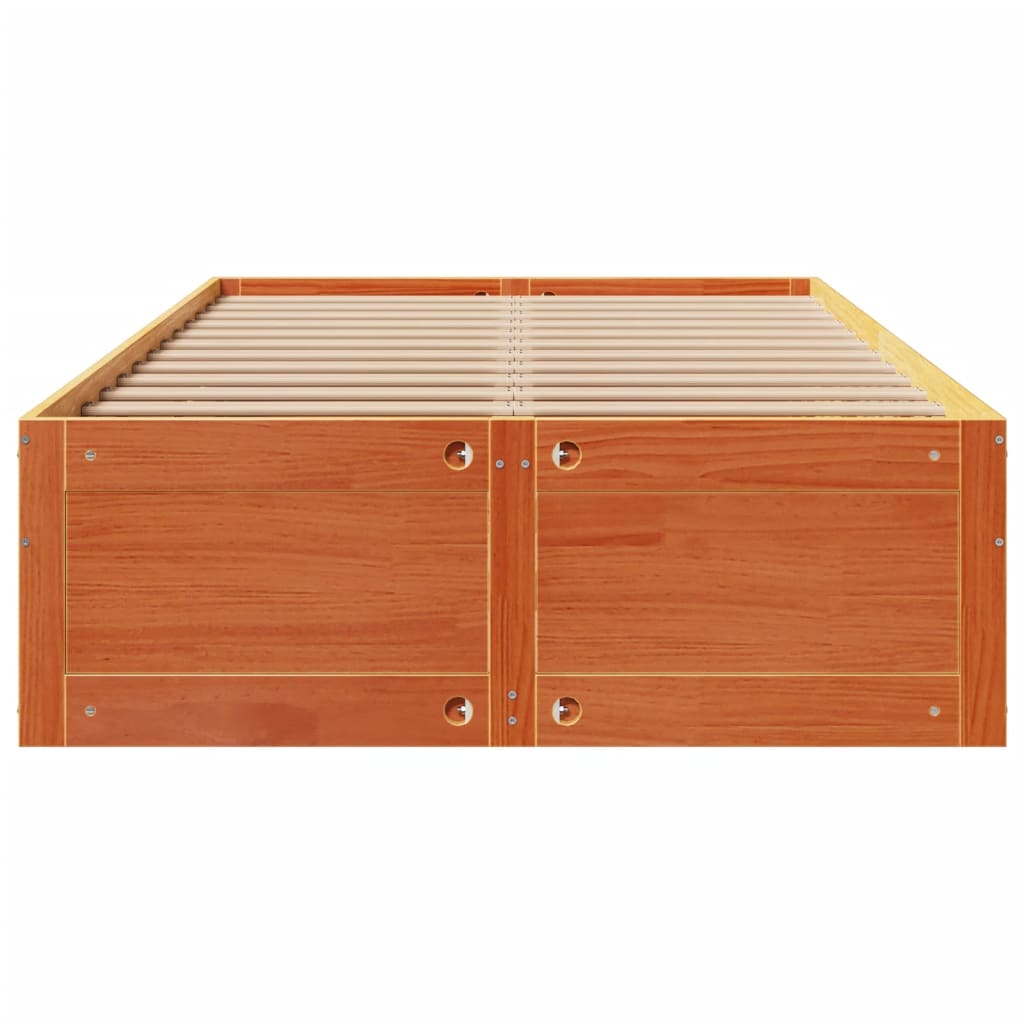 Bed Frame without Mattress with Drawers Wax Brown 120x190 cm Small Double Solid Wood Pine