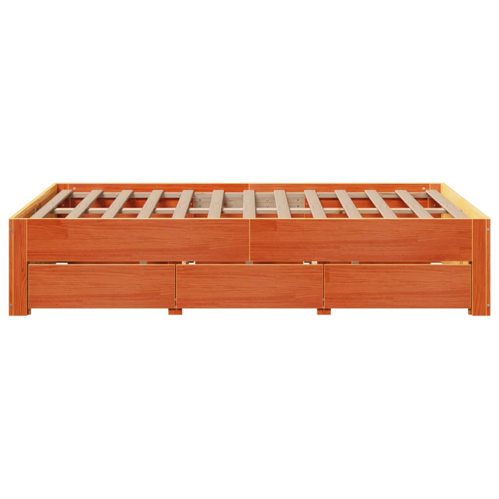 Bed Frame without Mattress with Drawers Wax Brown 120x190 cm Small Double Solid Wood Pine