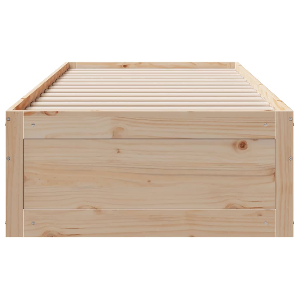 Bed Frame without Mattress with Drawers 75x190 cm Small Single Solid Wood Pine