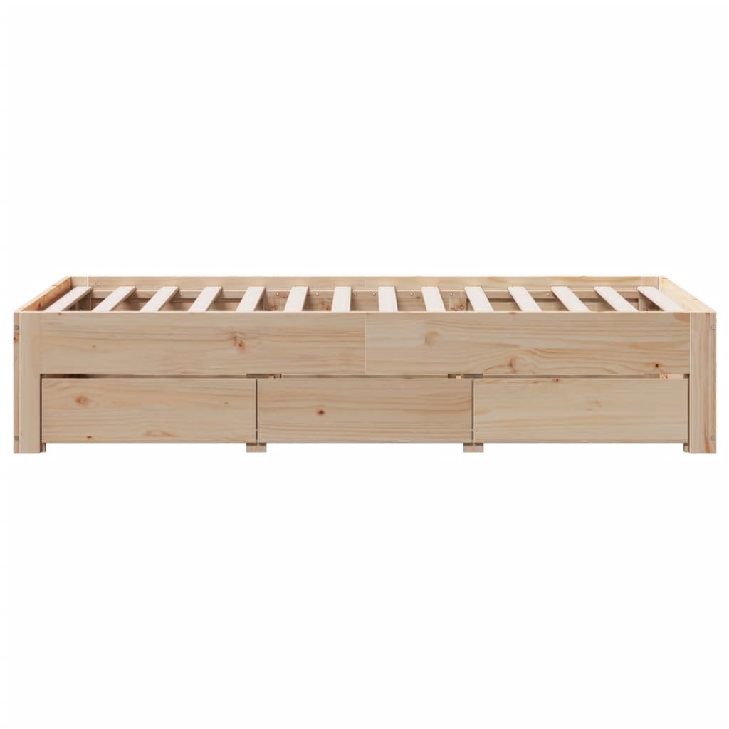 Bed Frame without Mattress with Drawers 75x190 cm Small Single Solid Wood Pine