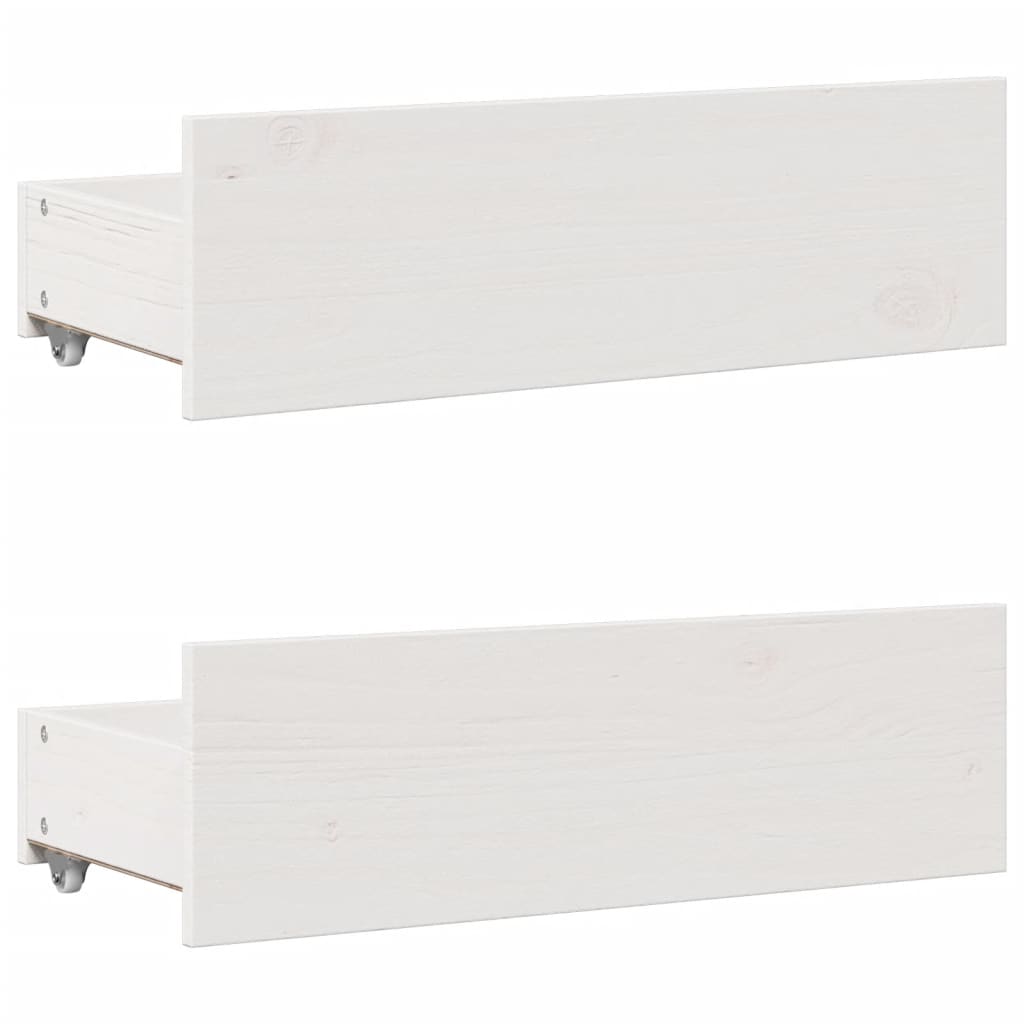 Bed Frame without Mattress with Drawers White 75x190 cm Small Single Solid Wood Pine