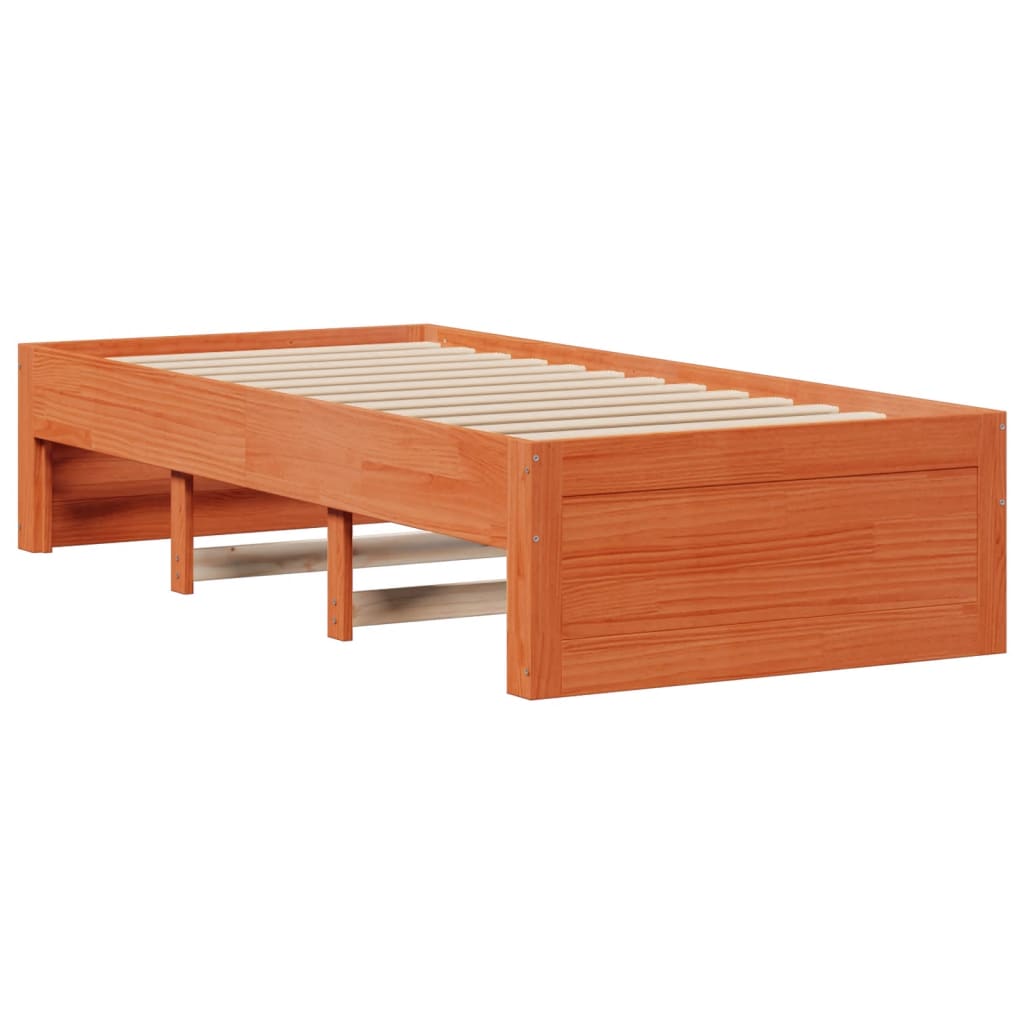 Bed Frame without Mattress with Drawers Wax Brown 75x190 cm Small Single Solid Wood Pine