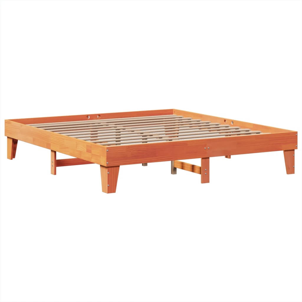 Bed Frame without Mattress Wax Brown 200x200 cm Solid Wood Pine