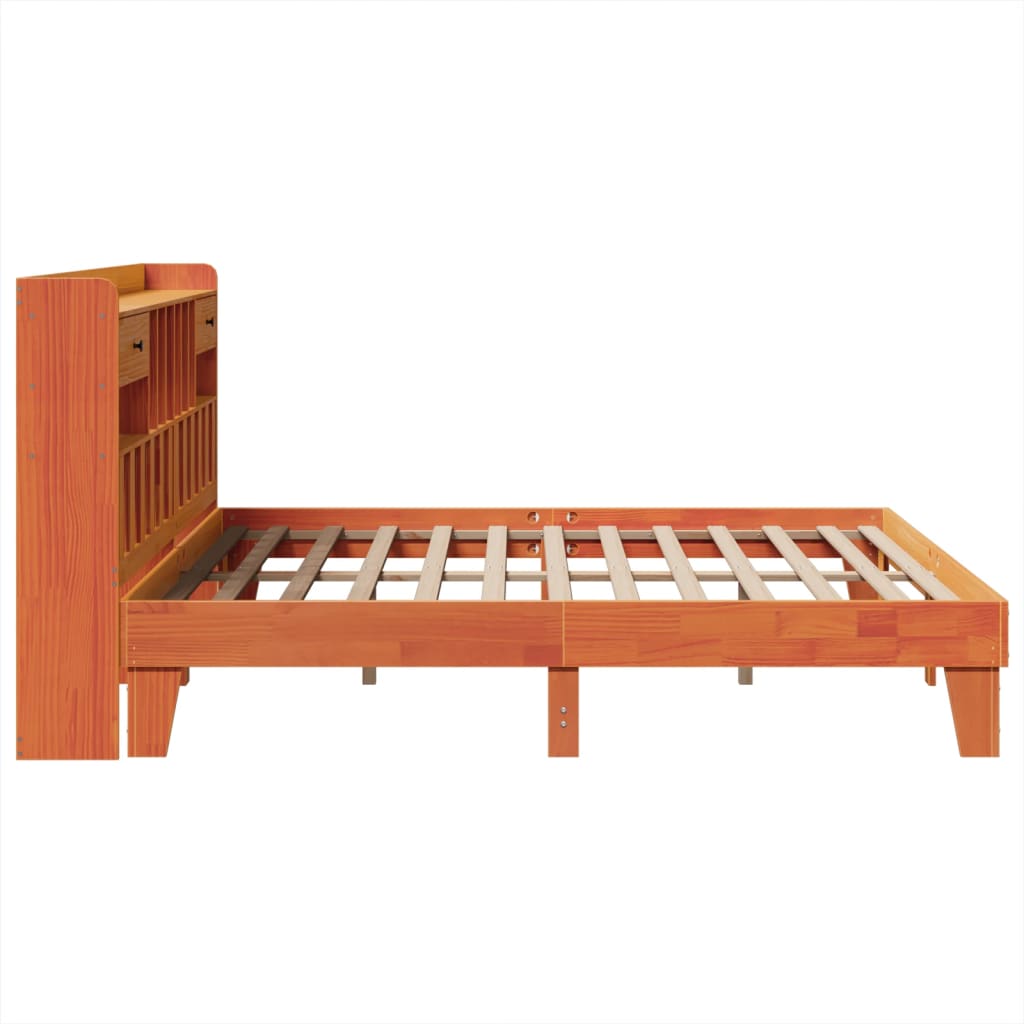 Bed Frame without Mattress Wax Brown 200x200 cm Solid Wood Pine