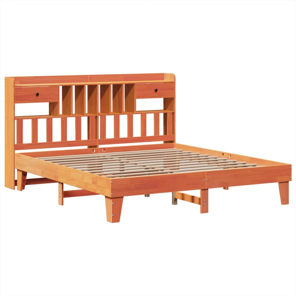 Bed Frame without Mattress Wax Brown 180x200 cm Super King Solid Wood Pine