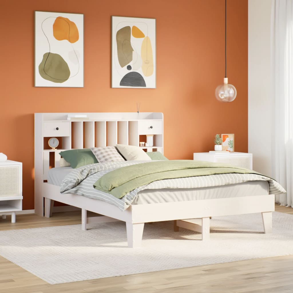 Bed Frame without Mattress White 160x200 cm Solid Wood Pine