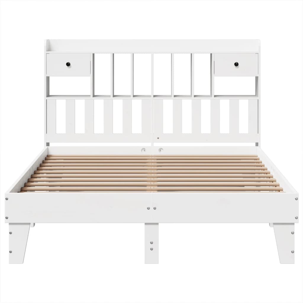 Bed Frame without Mattress White 150x200 cm King Size Solid Wood Pine