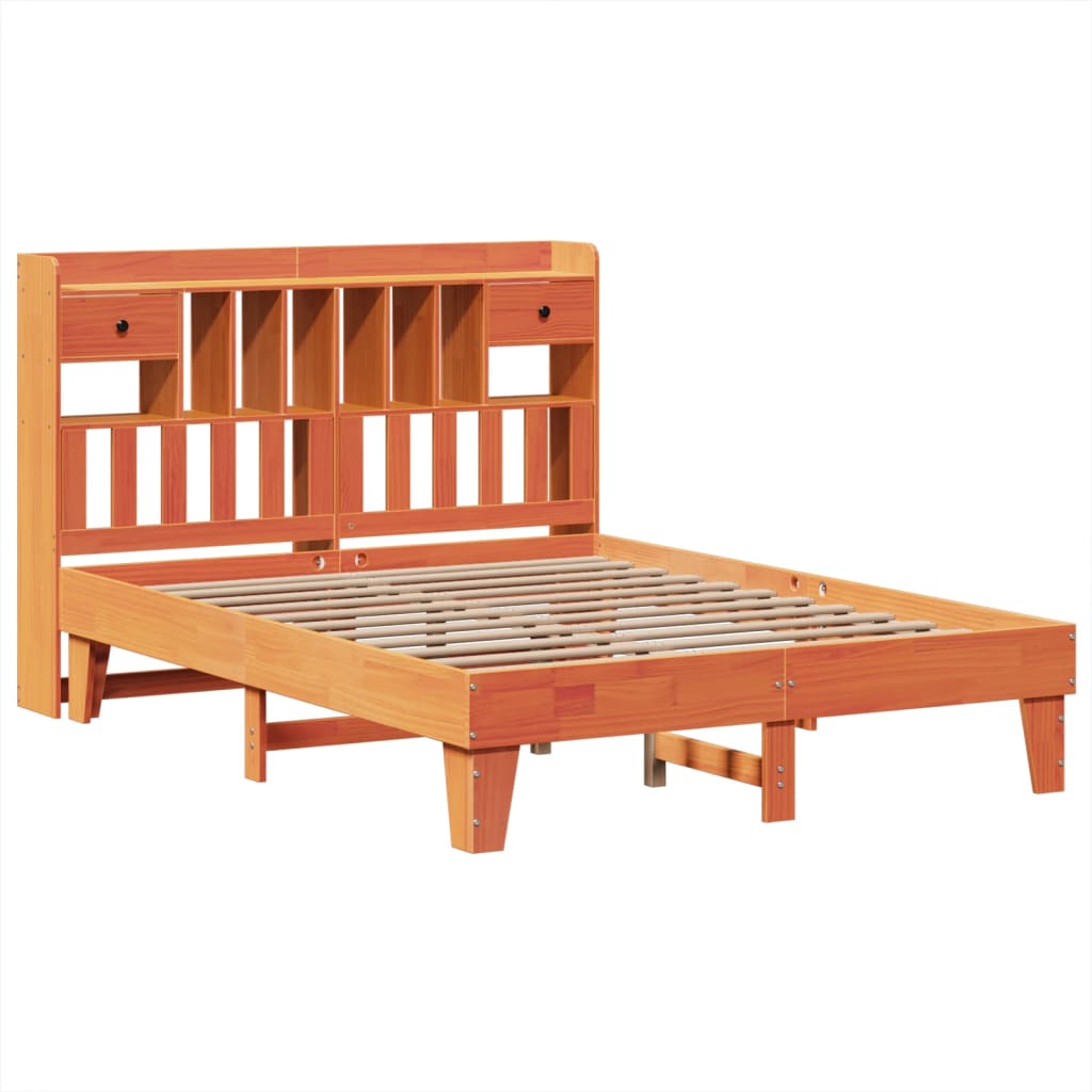 Bed Frame without Mattress Wax Brown 140x200 cm Solid Wood Pine