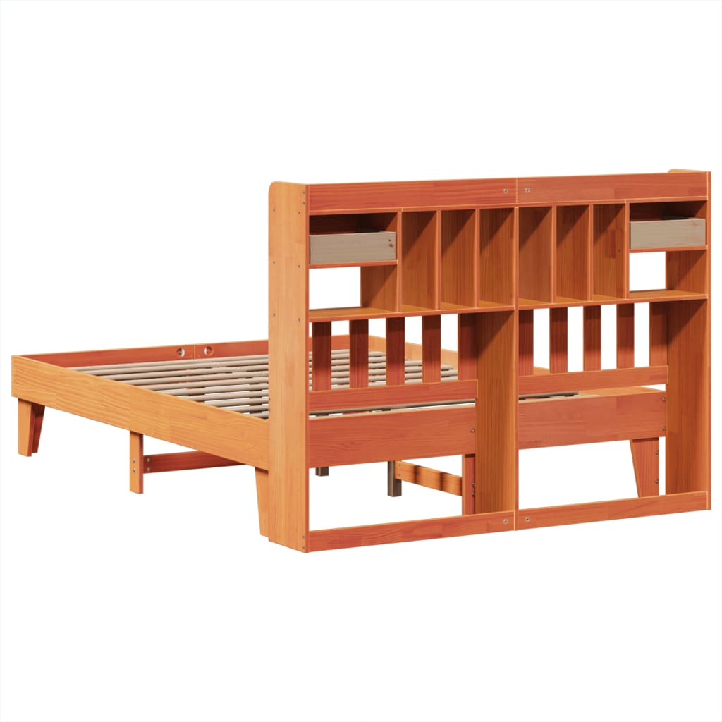 Bed Frame without Mattress Wax Brown 140x200 cm Solid Wood Pine