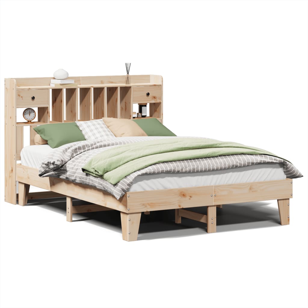 Bed Frame without Mattress 140x190 cm Solid Wood Pine