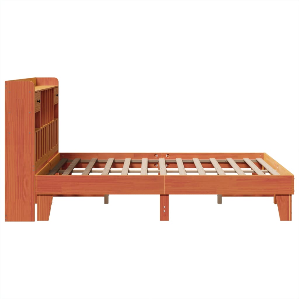 Bed Frame without Mattress Wax Brown 140x190 cm Solid Wood Pine