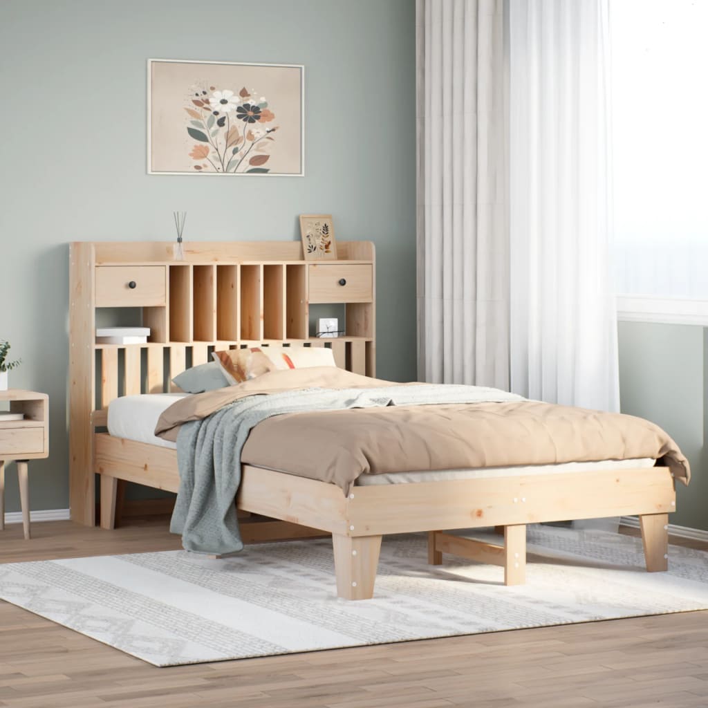 Bed Frame without Mattress 135x190 cm Solid Wood Pine