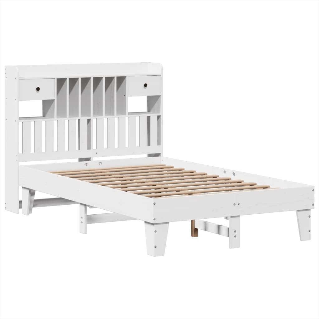 Bed Frame without Mattress White 135x190 cm Solid Wood Pine