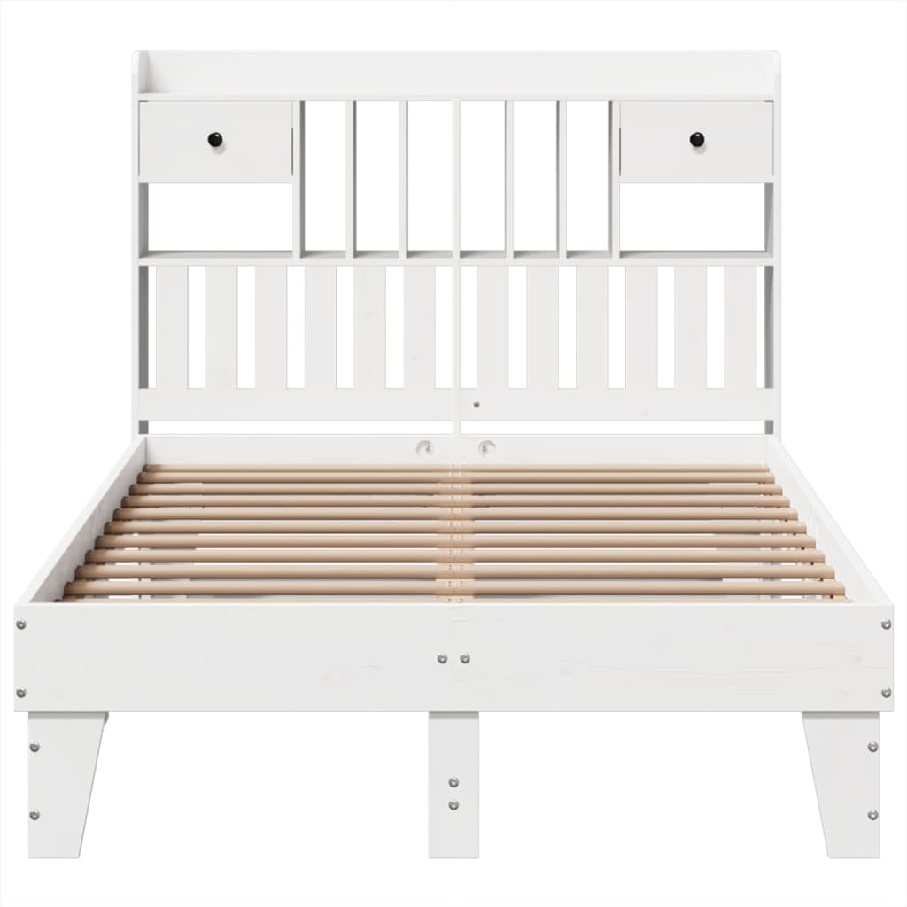 Bed Frame without Mattress White 135x190 cm Solid Wood Pine