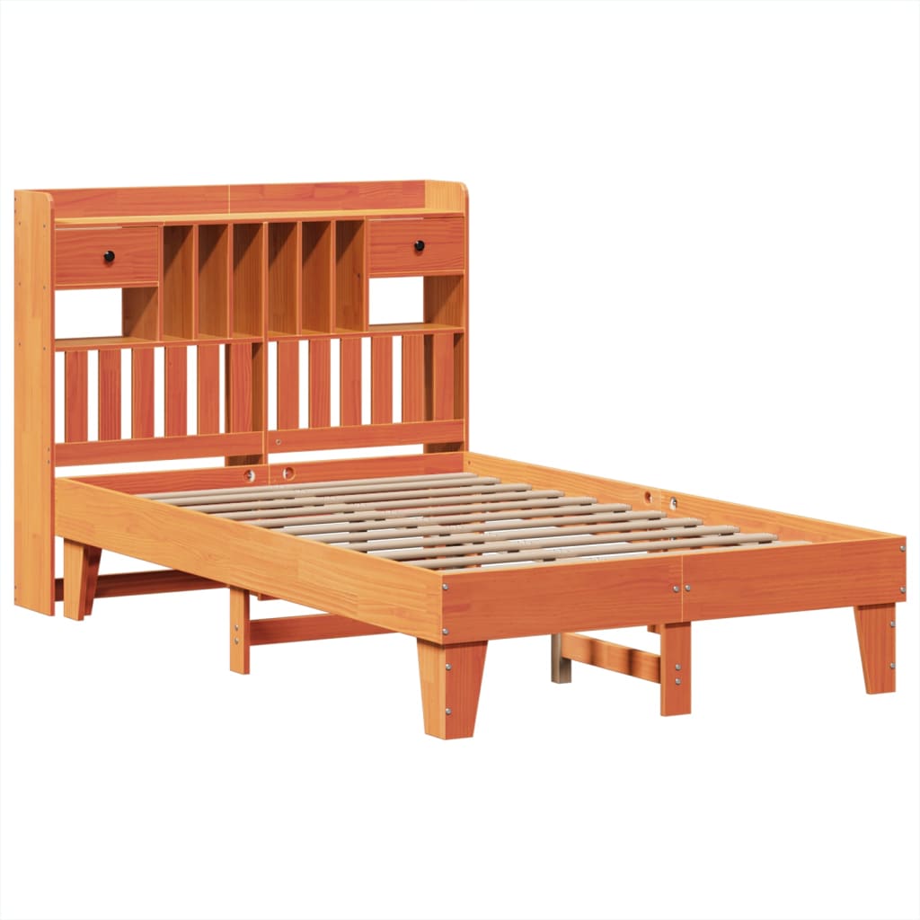 Bed Frame without Mattress Wax Brown 135x190 cm Solid Wood Pine