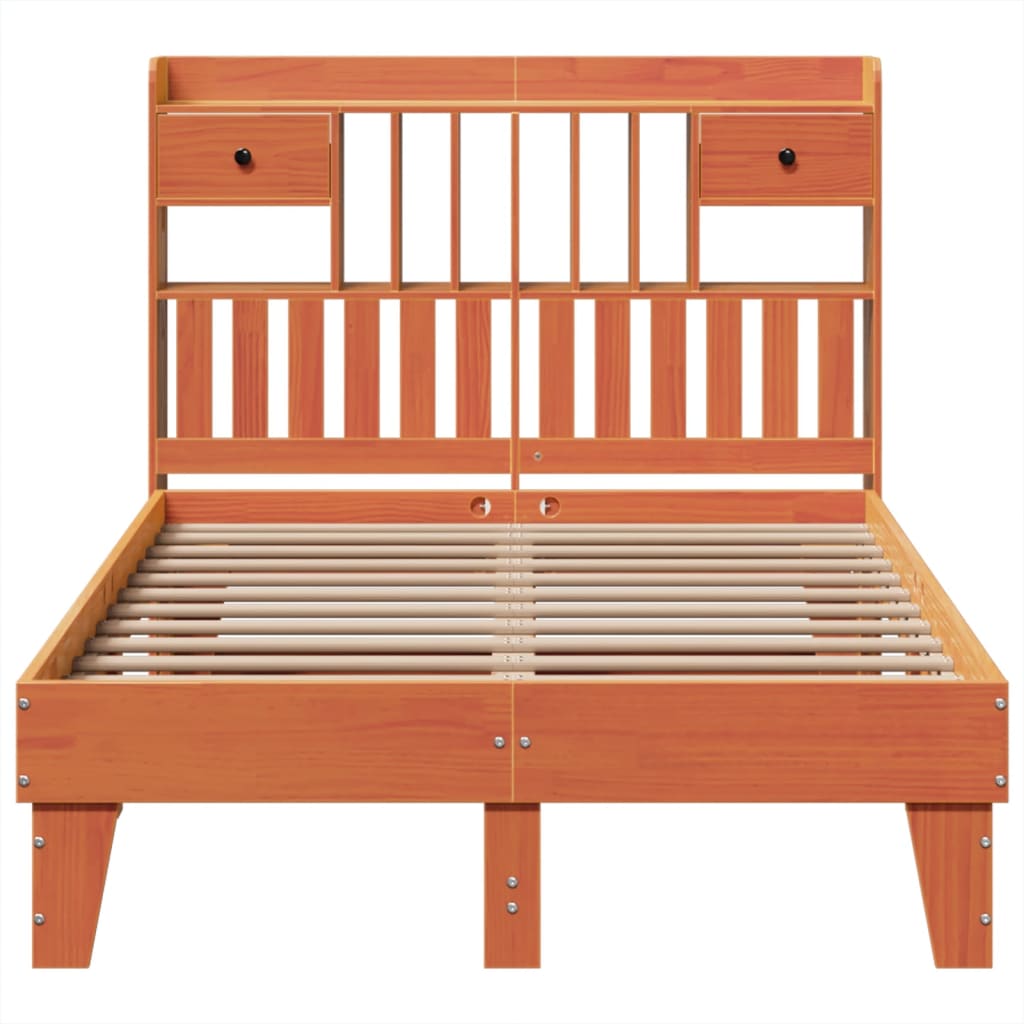 Bed Frame without Mattress Wax Brown 135x190 cm Solid Wood Pine