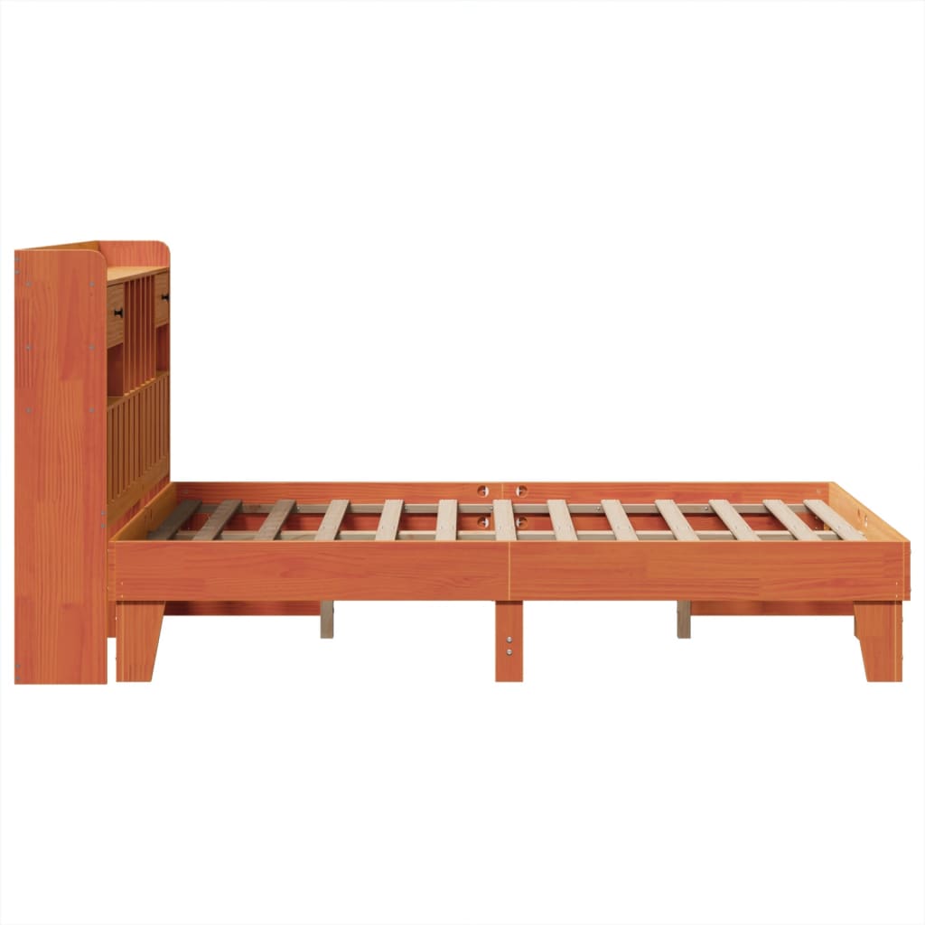 Bed Frame without Mattress Wax Brown 135x190 cm Solid Wood Pine